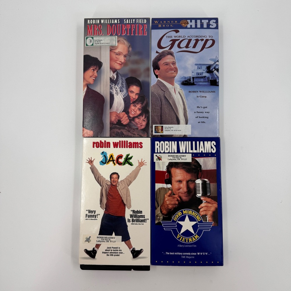 Robin Williams Movie VHS Lot Mrs Doubtfire Jack Garp‎ Good Morning Vietnam